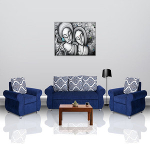 Bharat Lifestyle Alisa Fabric 3 + 1 + 1 Blue Sofa Set