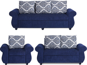 Bharat Lifestyle Alisa Fabric 3 + 2 + 1 Blue Sofa Set