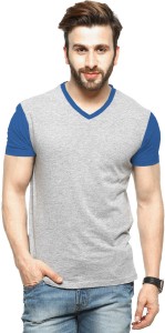 Tripr Solid Men V-neck Multicolor T-Shirt