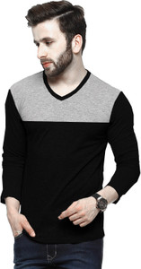 Tripr Solid Men V-neck Multicolor T-Shirt