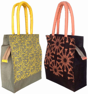 foonty jute bag pack of 2 multipurpose handbags Lunch Bag