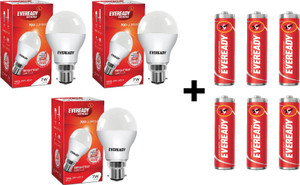Eveready 7W LED Bulb Pack of 3 with Free 6 Batteries