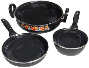 Blooming India Blooming India Cookware Set of 3 Black Aluminium Cookware Set