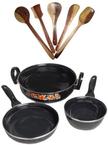 Blooming India Blooming India Cookware Set of 8 With Wooden Karchhi Cookware Set