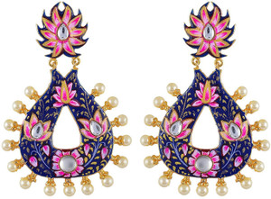 Tistabene Retails LLP Floral Hand Painted Meenakari Dangler Earring Alloy Dangle Earring