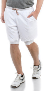 TRUEREVO Solid Men White Running Shorts