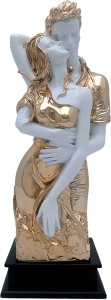 art n hub valentine romantic love couple statue home décoration gift item decorative showpiece  -  45 cm(earthenware, gold)