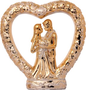 art n hub valentine romantic love couple statue home décoration gift item decorative showpiece  -  25 cm(earthenware, gold)