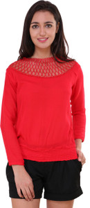 BuyNewTrend Casual 3/4th Sleeve Solid Women's Red Top