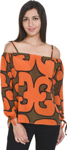 DARZI Casual Full Sleeve Printed Women's Orange Top