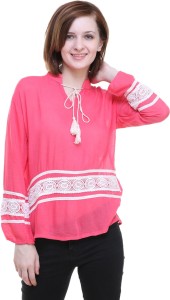 BuyNewTrend Casual Full Sleeve Solid Women's Pink Top