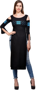 Tisoro Party 3/4th Sleeve Printed Women's Black Top