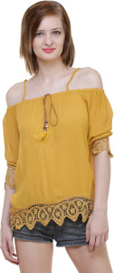 BuyNewTrend Casual 3/4th Sleeve Solid Women Multicolor Top