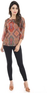 Amadore Casual 3/4th Sleeve Printed Women Multicolor Top