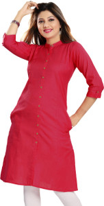 Alc Creations Casual Solid Women S Kurti Pink Best Price In India