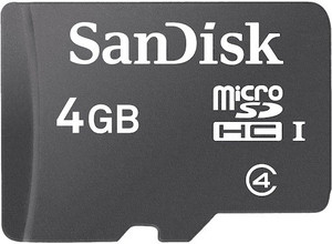 SanDisk card 4 GB MicroSDHC Class 4 30 MB/s Memory Card