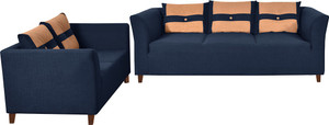 Furny Alistair Fabric 3 + 2 Dark Blue Sofa Set