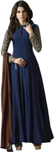 MertIndia Georgette Embroidered Semi-stitched Salwar Suit Dupatta Material
