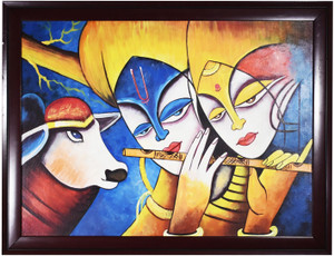 Gallery99 Radha Krishna Playing Flute With Cow Canvas Oil Painting Oil  Painting Best Price in India | Gallery99 Radha Krishna Playing Flute With  Cow Canvas Oil Painting Oil Painting Compare Price List
