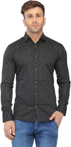 Being Fab Men's Geometric Print Casual Black Shirt
