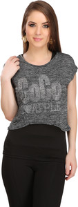 Xtreme Casual Short Sleeve Embellished Women's Grey, Black Top