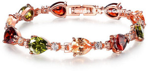 Jewels Galaxy Alloy Crystal 24K Rose Gold Charm Bracelet