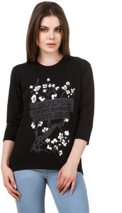 ALC Creations Printed Women Round Neck Black, Grey, White T-Shirt