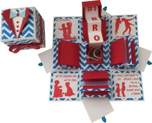 crack of dawn crafts crack of dawn crafts 3 layered explosion box for brother greeting card(blue, red, pack of 1)