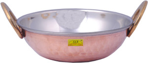 Shivshakti Arts Handmade Pure S/C Kadai Wok No 0 With Brass Handle Hammered Design Kadhai 0.15 L