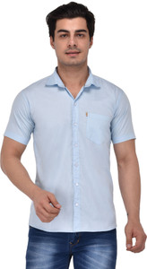 Style Cafe Men Solid Casual Blue Shirt