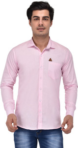 Style Cafe Men Solid Casual Pink Shirt