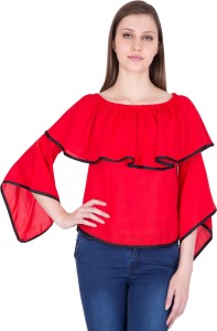 Khhalisi Party 3/4th Sleeve Solid Women's Red Top