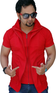 Black Collection Solid Men's Turtle Neck Red T-Shirt