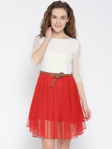 Combination of red clearance and white dress