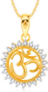 Divastri Om 18K Yellow Gold Cubic Zirconia Alloy Pendant