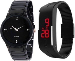 Shivam Retail SR-01 Stylish Full Black Casual And Hand Band Analog-Digital Watch  - For Boys