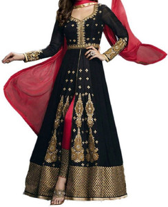 Mert India Silk Embroidered Semi-stitched Salwar Suit Dupatta Material