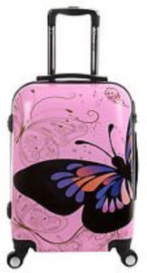 Tramp & Badger 360Â Rotating Wheels, Butterfly Printed Pattern Non-Breakable & Extra Light Weight Trolley Bag Expandable Check-in Luggage - 24 inch