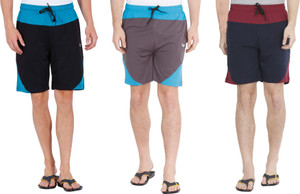 Gen X Solid Men Black Basic Shorts