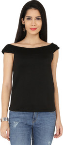 Chimpaaanzee Party Cap Sleeve Solid Women Black Top