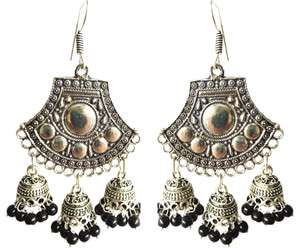 Le Marrow Le Marrow Afgani German Silver Black Earring German Silver Drop Earring