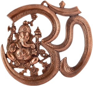 houzzplus handicraft hindu lord ganesha metal wall hanging sculpture god ganesh idol home decor decorative wall mask decorative showpiece  -  24 cm(aluminium, brown)
