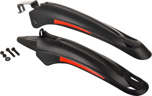 Dark Horse Bicycle High Quality Plastic Fox Mudguard Fender with Reflective Tapes, Black Clip-on Front & Rear Fender