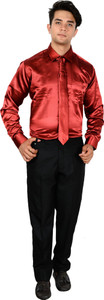 Kingshopper Men Solid Casual Maroon Shirt