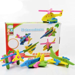 Emob 22 Pcs New Fancy DIY 3D Wooden Plane Combination Blocks Educational Toy