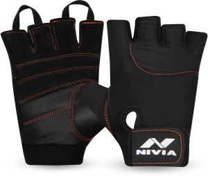 Nivia Mamba Genuine Leather Glove Gym & Fitness Gloves (M, Black)