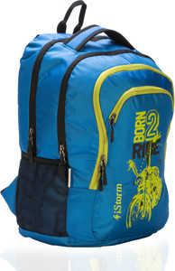 Istorm Born to Ride Royal Blue & Lemon Yellow Waterproof School Bag