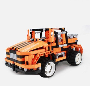 Montez DIY 492 Pcs Orange Alert Bee 3D Blocks Set Model Learning Game Remote Control Car Toys