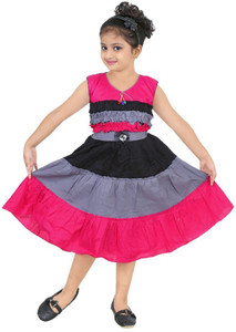 BAHUBALI Girls Midi/Knee Length Casual Dress