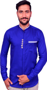 duenite Men's Solid Casual Light Blue Shirt